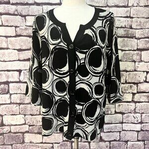 Hampshire Black & Gray 3/4 Sleeve Cardigan Sweater Size XL